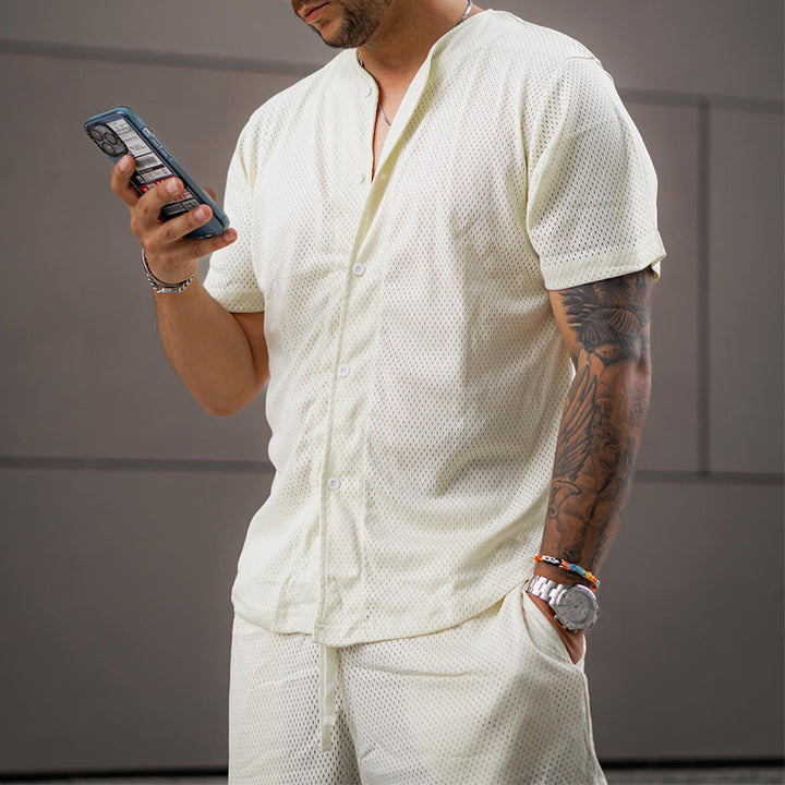 Herren atmungsaktives Sport-Set mit Kurzarm-Hemd und Shorts Aliams