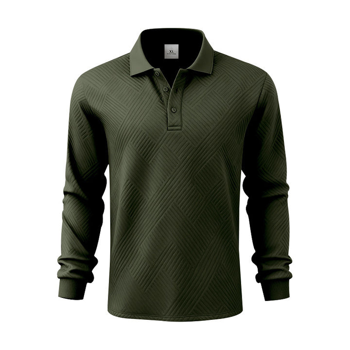 Herren elegantes Langarm-Polohemd mit strukturiertem Design Aliams
