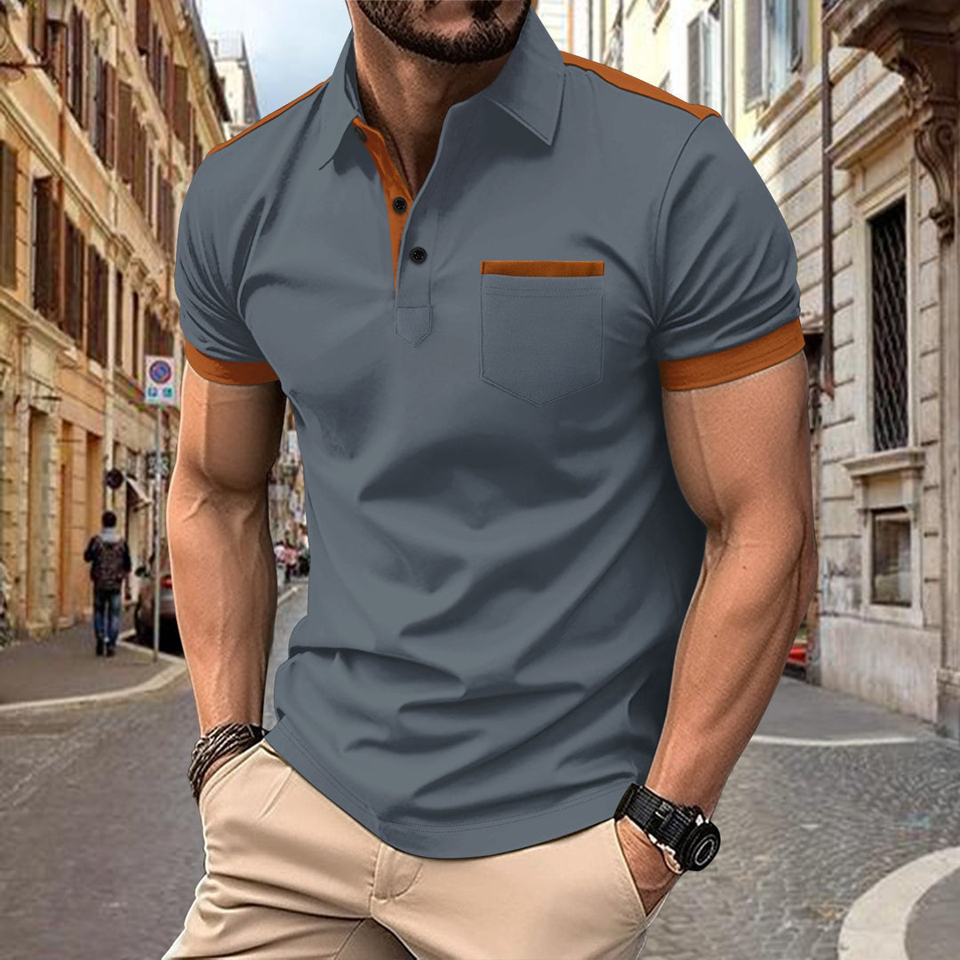 Herren Poloshirt mit stilvollem Kontrastkragen und praktischer Brusttasche Aliams