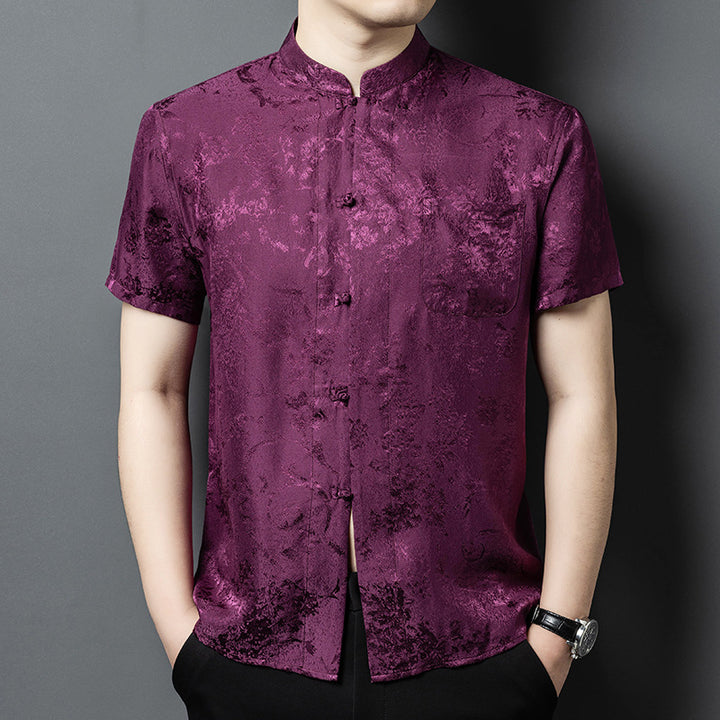 Herren Kurzarmhemd im eleganten Seidenlook Aliams