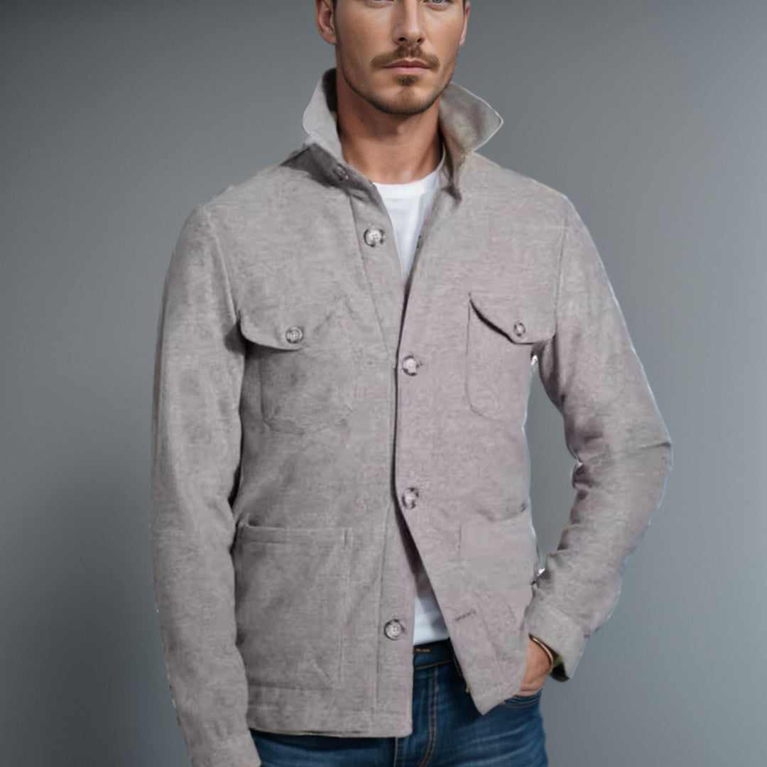 Herren urbane Textiljacke mit doppeltem Kragen und praktischen Taschen Aliams