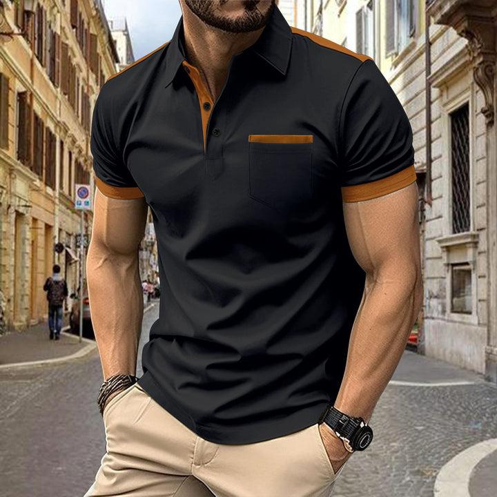 Herren Poloshirt mit stilvollem Kontrastkragen und praktischer Brusttasche Aliams