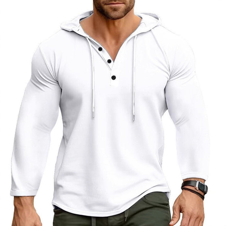 Herren Kapuzenshirt mit modernem Knopfverschluss und atmungsaktivem Stoff Aliams