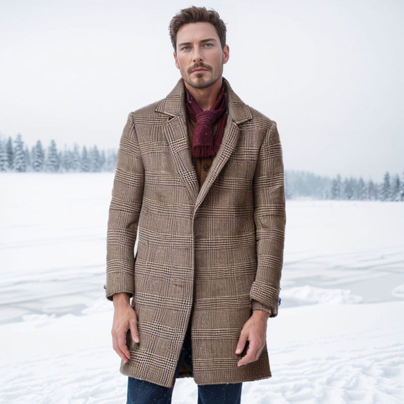 Herren Eleganter Karomantel mit wärmender Innenauskleidung Aliams