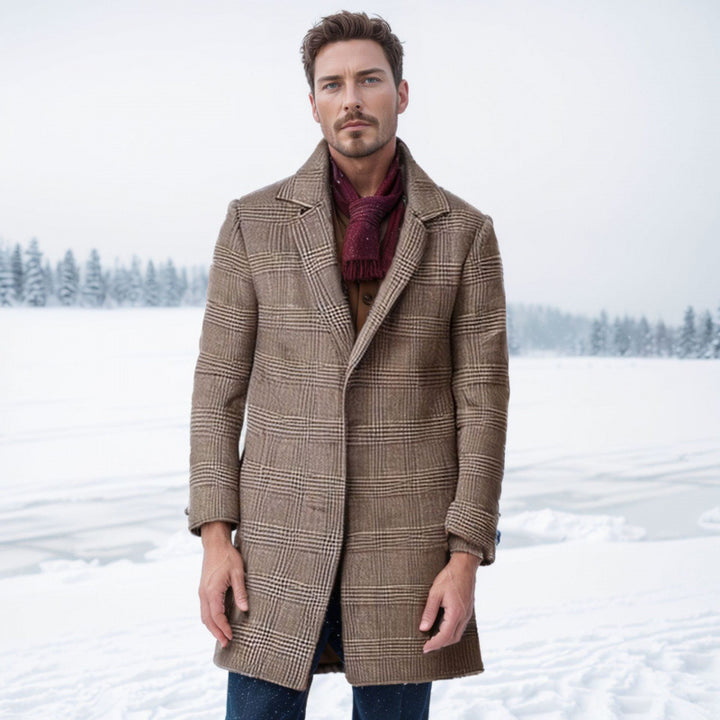Herren Eleganter Karomantel mit wärmender Innenauskleidung Aliams