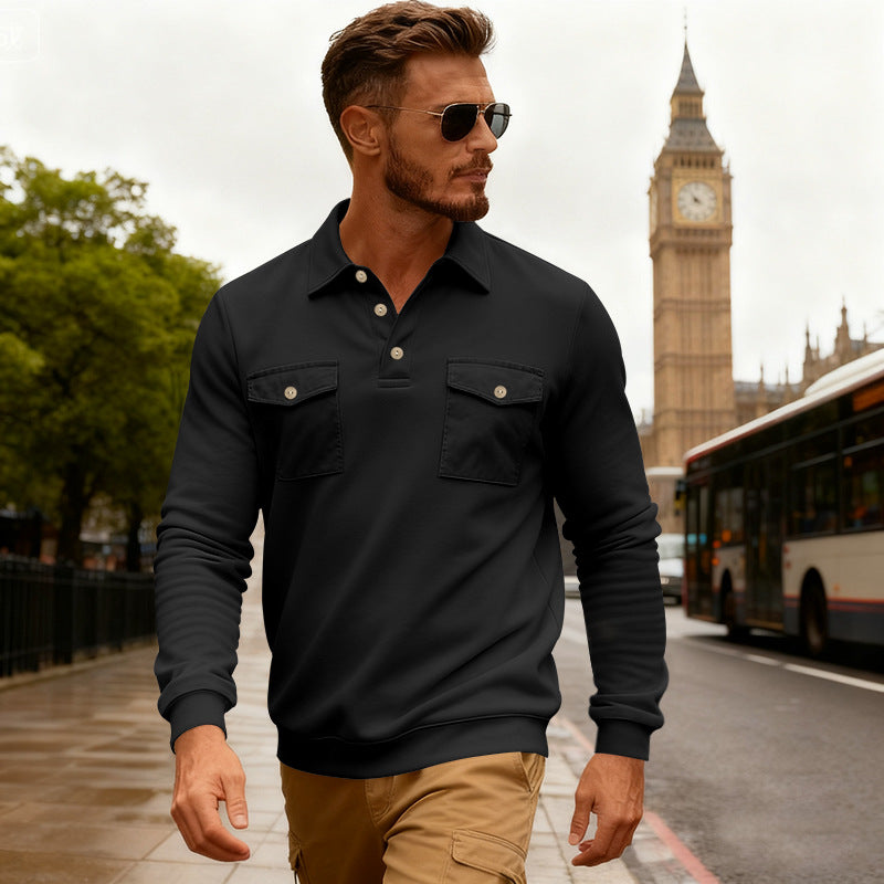 Herren elegantes Poloshirt mit praktischen Brusttaschen und hochwertigem Baumwollmix Aliams