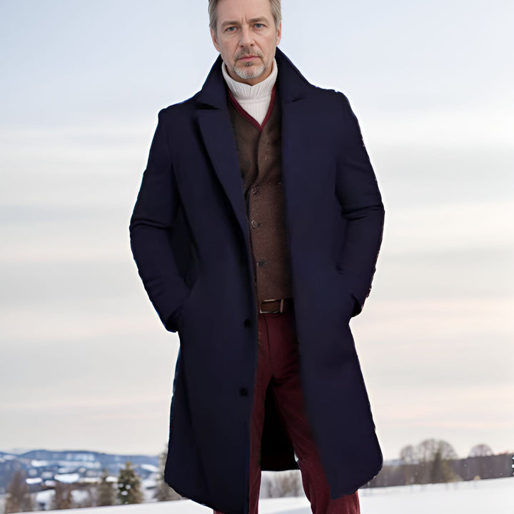 Herren eleganter, langer Wintermantel Aliams