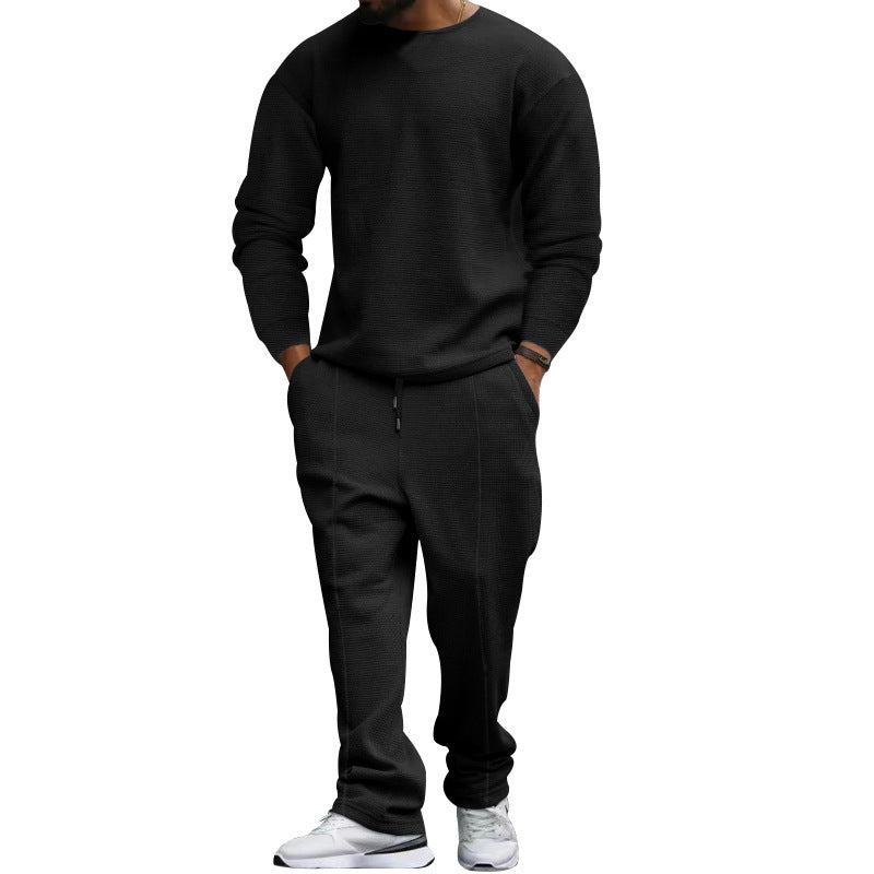 Herren Set aus lässigem Sweatshirt und Jogginghose mit feiner Textur Aliams