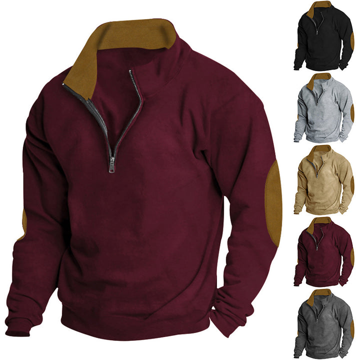 Herren Pullover mit hoher Kragen und Zip-Verschluss Aliams