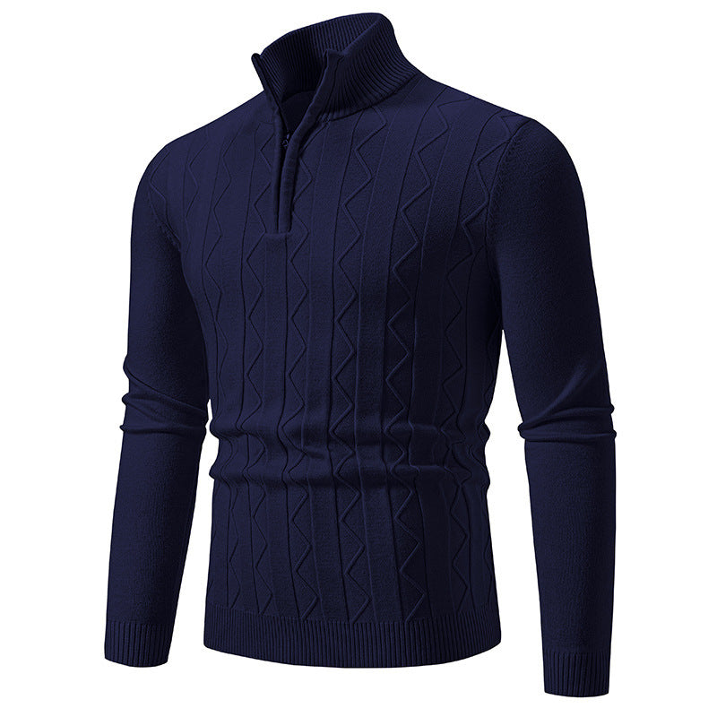 Herren eleganter Rollkragenpullover mit Zopfmuster und hohem Kragen Aliams