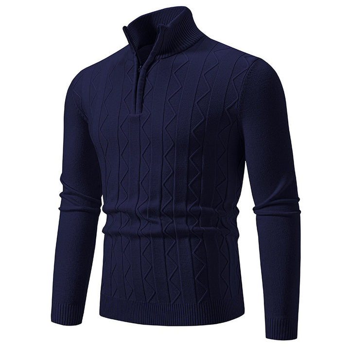 Herren eleganter Rollkragenpullover mit Zopfmuster und hohem Kragen Aliams