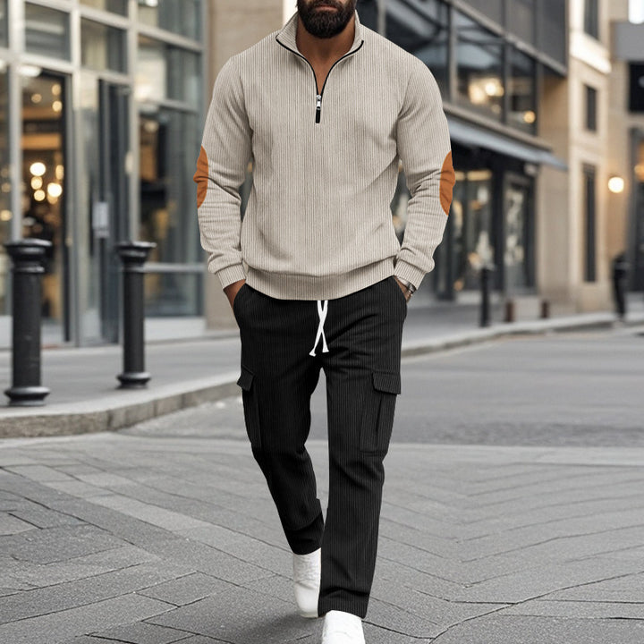 Herren Cargo-Trainingsanzug mit funktionellem Reißverschluss und stylischen Kontrastdetails Aliams