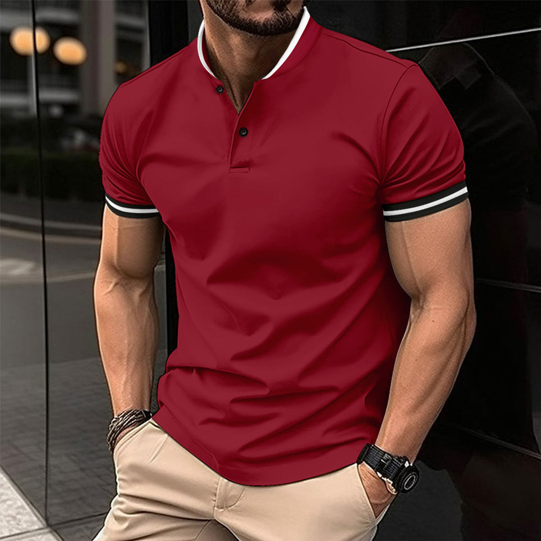 Herren Poloshirt mit modischem Henley-Kragen und sportlichen Akzenten Aliams