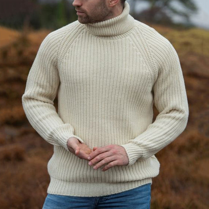 Herren Grobstrick-Pullover mit hochklappbarem Rollkragen Aliams