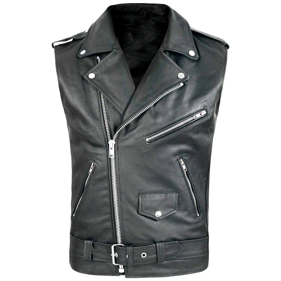Herren stylische ärmellose Bikerjacke aus hochwertigem Leder Aliams