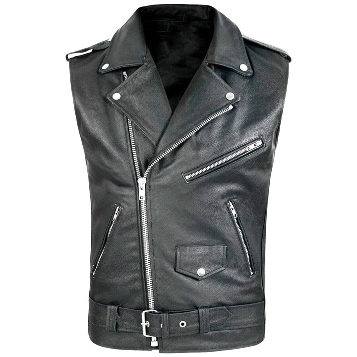 Herren stylische ärmellose Bikerjacke aus hochwertigem Leder Aliams