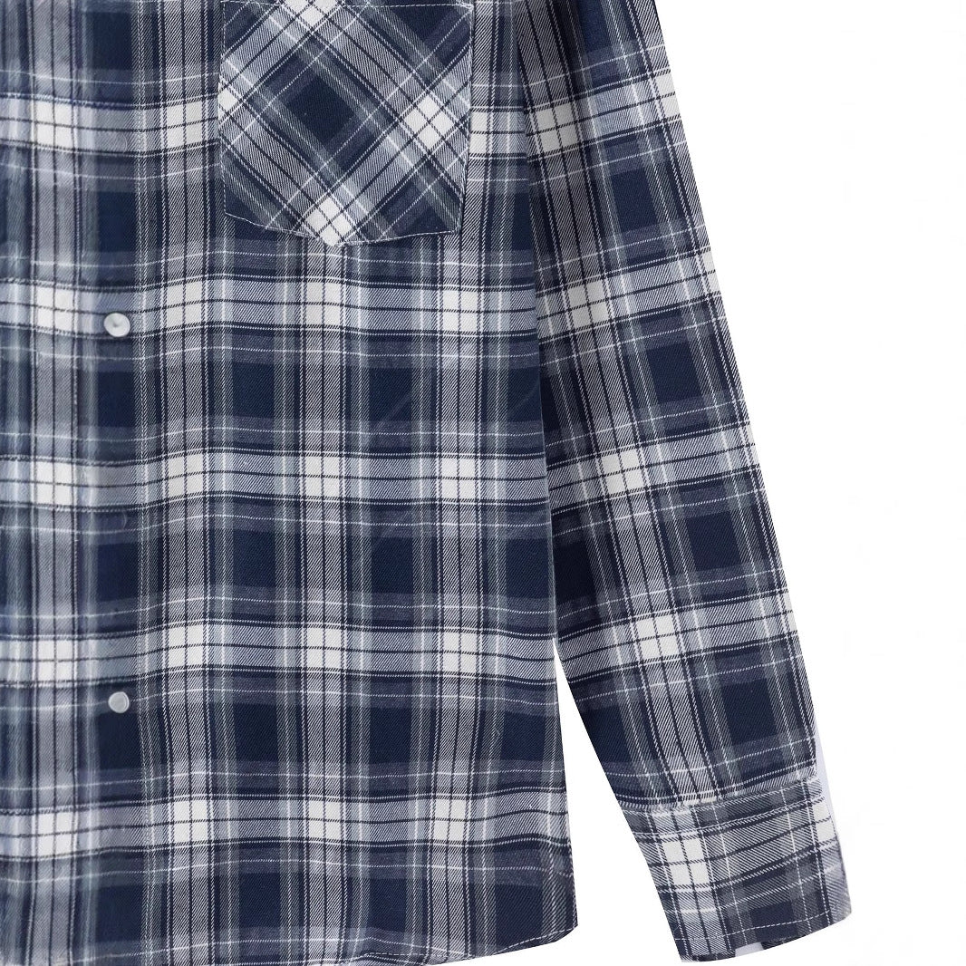 Herren kariertes Langarmhemd mit Brusttasche und bequemem Schnitt Aliams