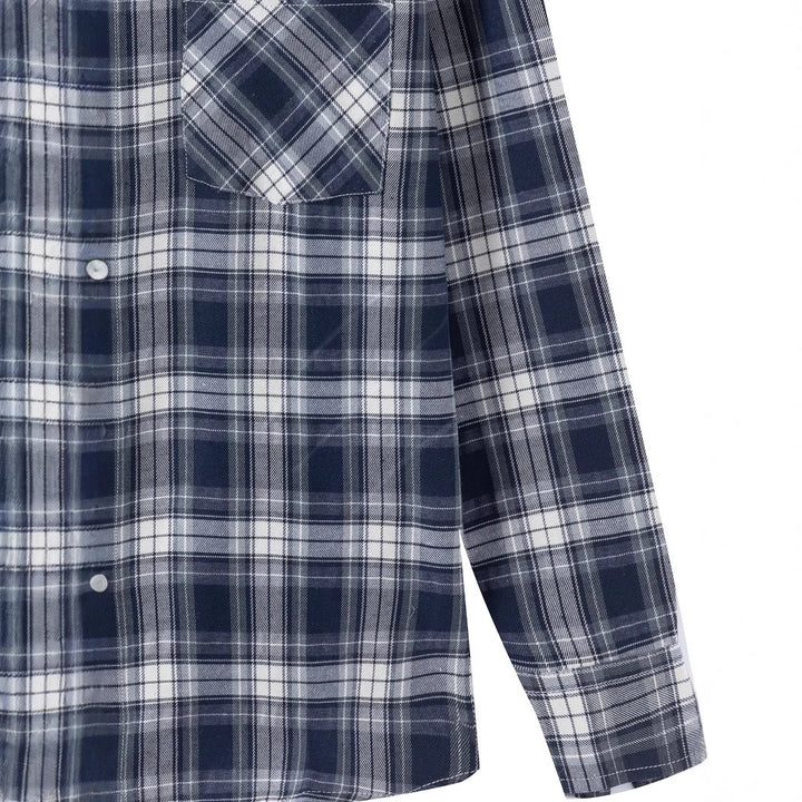 Herren kariertes Langarmhemd mit Brusttasche und bequemem Schnitt Aliams