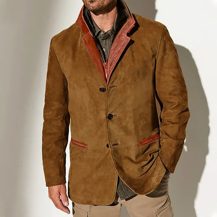 Herren elegante Wildlederjacke mit Kontrastdetails Aliams