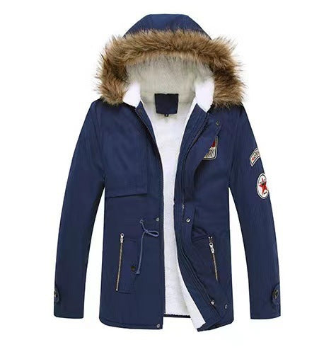 Herren stylische Winterjacke mit abnehmbarer Kapuze Aliams