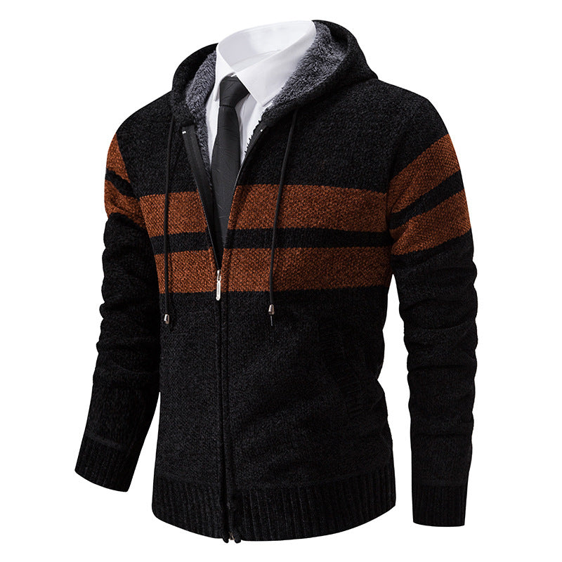 Herren Kapuzenpullover mit modernem Reißverschluss und praktischem Fleecefutter Aliams