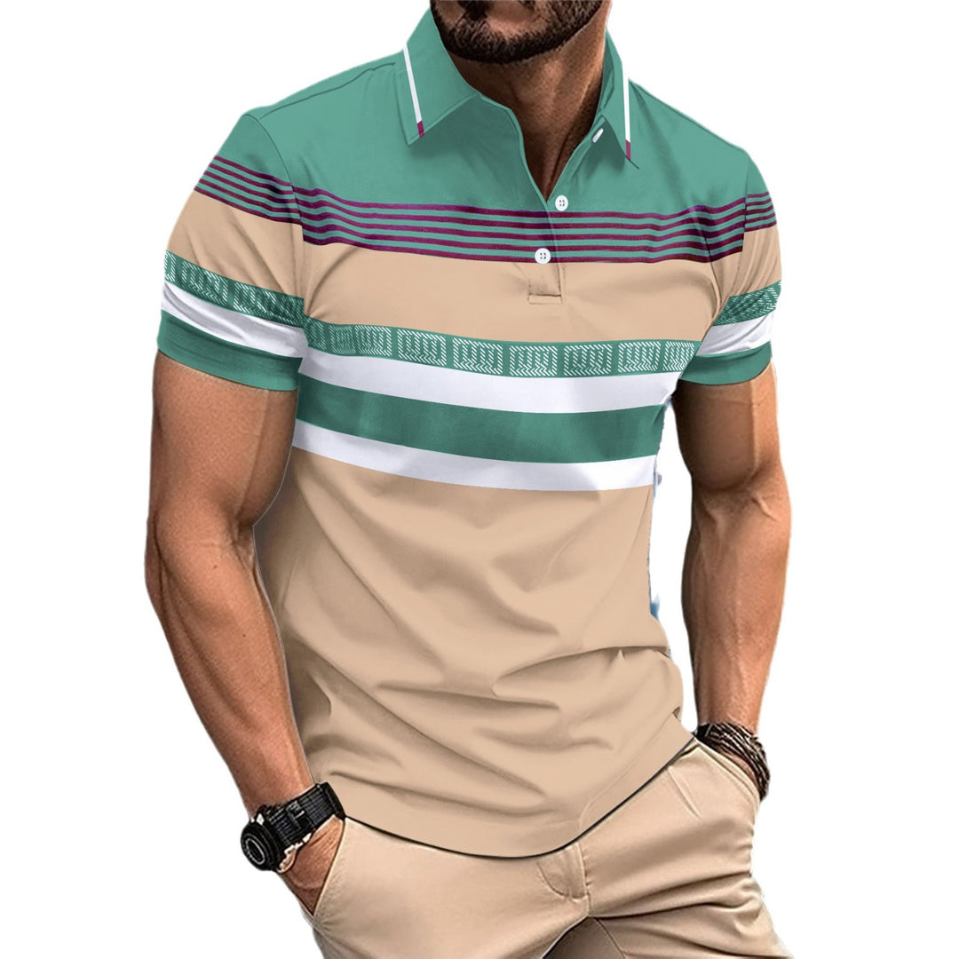 Herren sportliches Polohemd mit dynamischem Streifenmuster Aliams