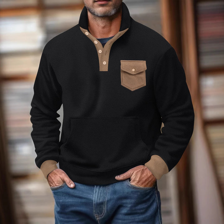 Herren Kapuzenpullover mit modernem Kragen und praktischer Tasche Aliams