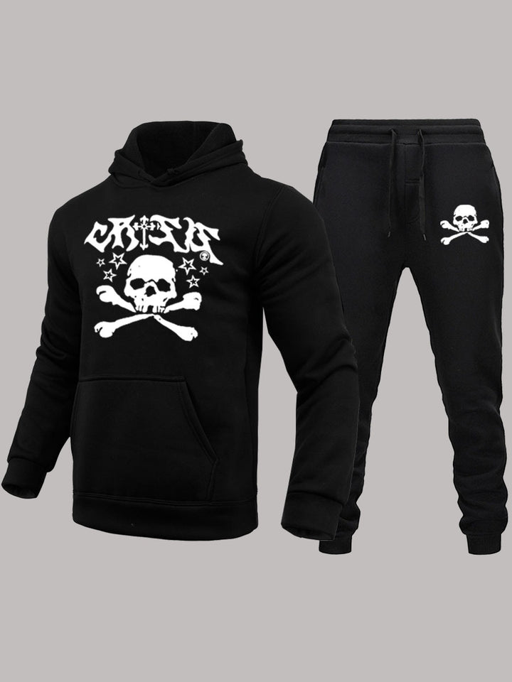 Herren Hoodie und Jogginghose Set mit auffälligem Totenkopf-Design Aliams
