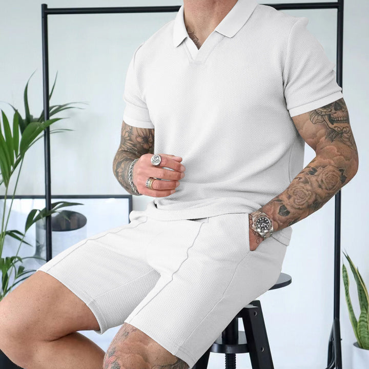 Herren Kurzarm Polohemd mit sportlichem Schnitt und Bundshorts Aliams