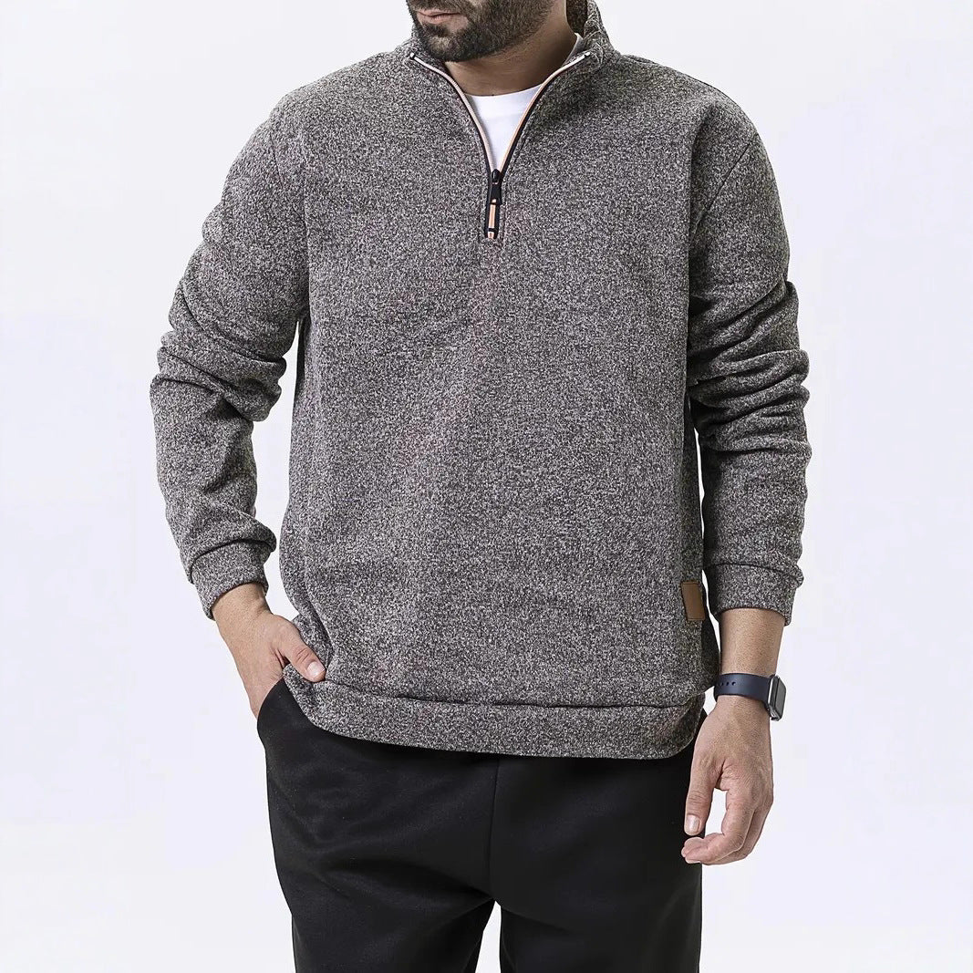 Herren Fleece-Pullover mit halbem Reißverschluss und strukturiertem Design Aliams