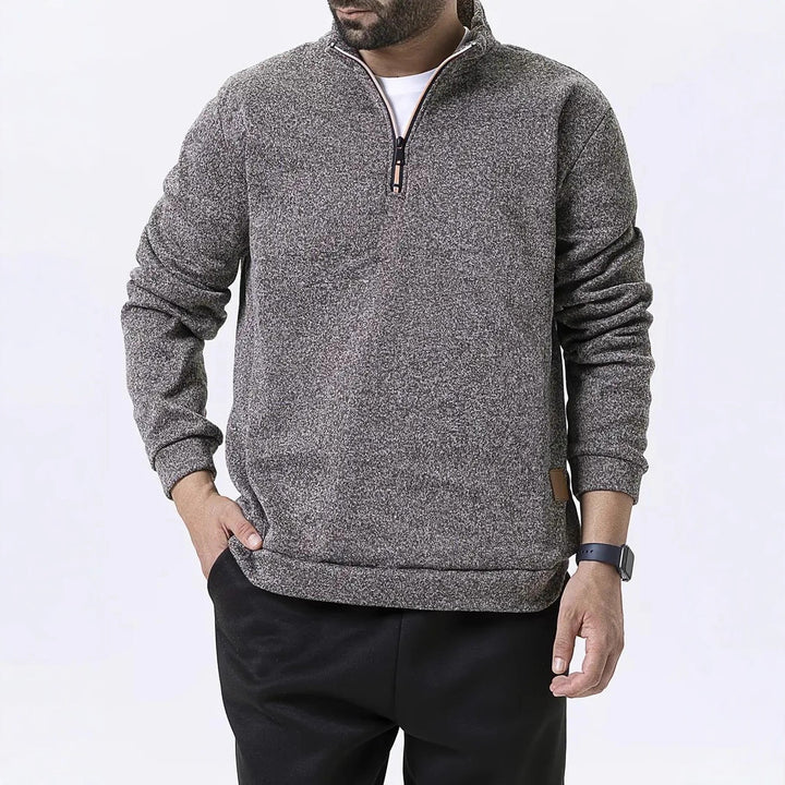 Herren Fleece-Pullover mit halbem Reißverschluss und strukturiertem Design Aliams
