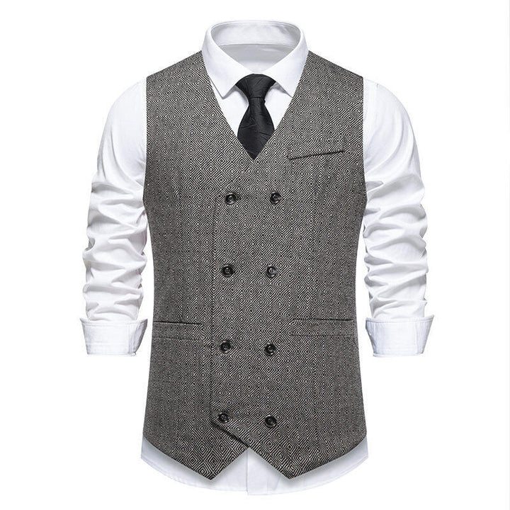 Herren elegante Doppelreiher-Weste mit dekorativem Muster Aliams