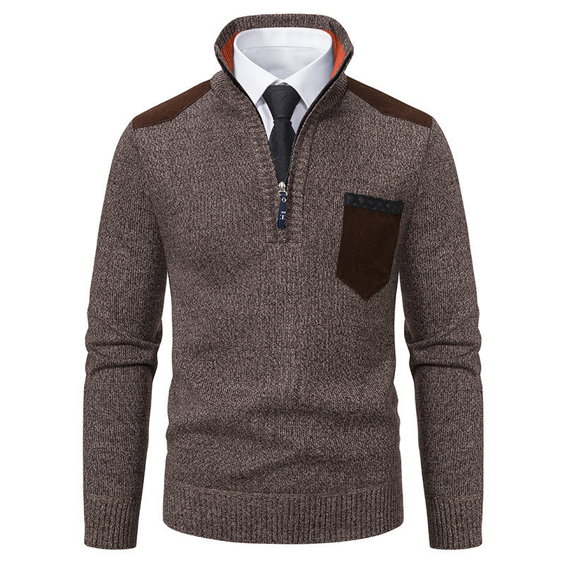 Herren eleganter Pullover mit halbhohem Kragen und feinen Kontrastdetails Aliams