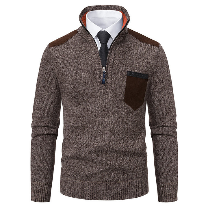 Herren eleganter Pullover mit halbhohem Kragen und feinen Kontrastdetails Aliams