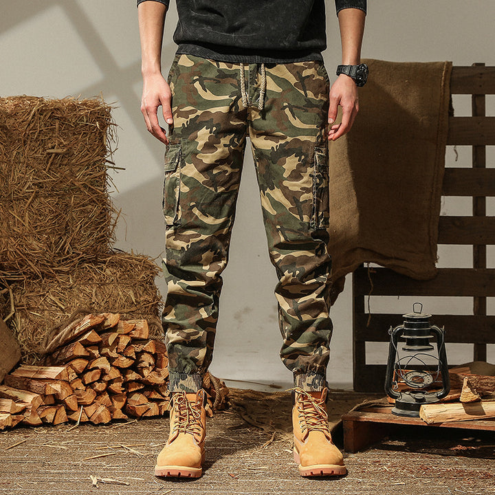 Herren Cargohose im modernen Camouflage-Design mit elastischem Bund und praktischen Taschen Aliams