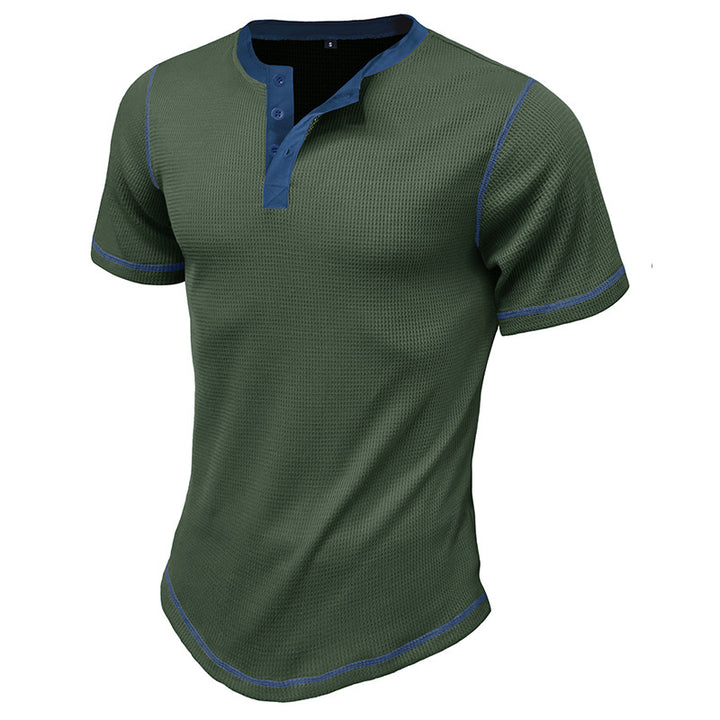 Herren Kurzarm-Henley-Shirt mit kontrastierenden Designelementen Aliams