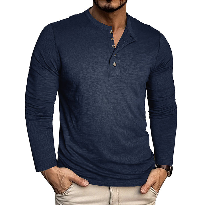 Herren elegantes Langarmshirt mit Knopfleiste Aliams