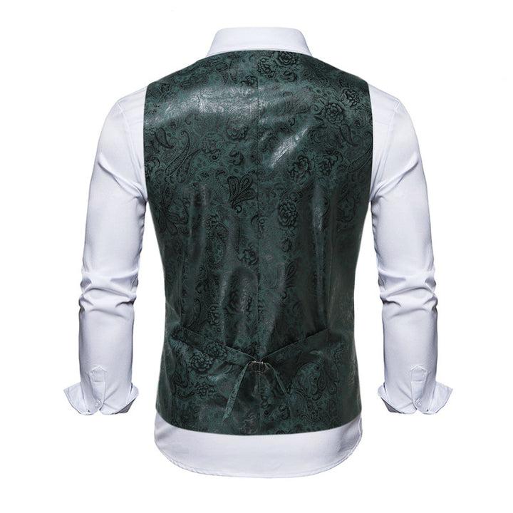 Herren elegante Weste mit floralem Design und Doppelreihe Aliams