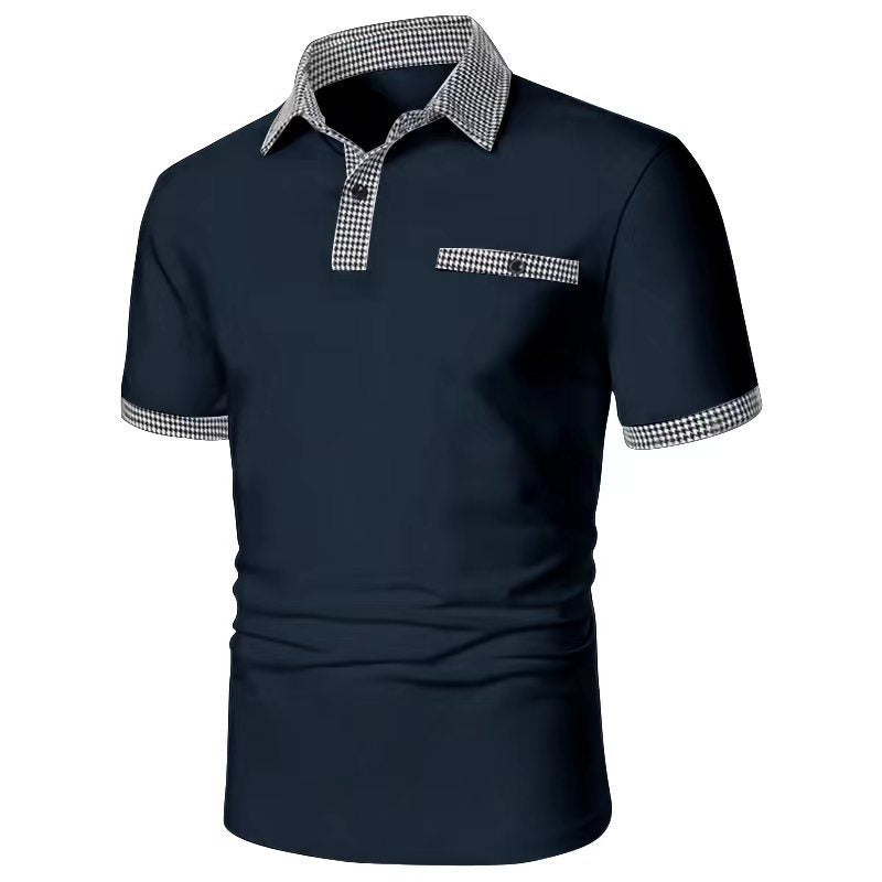 Stylisches Kurzarm-Polohemd für Herren mit karierten Akzenten Aliams