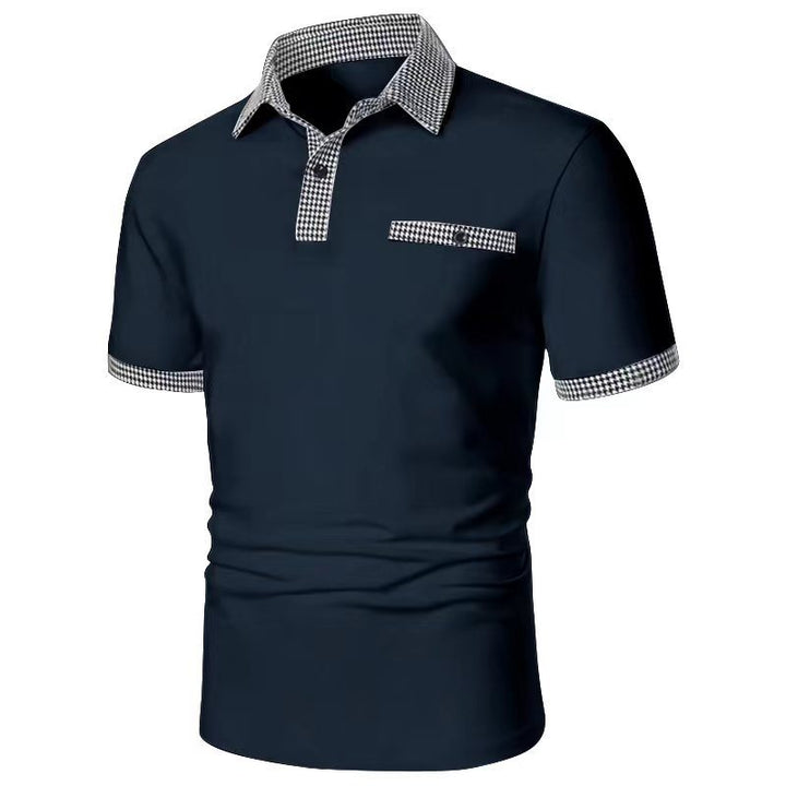 Stylisches Kurzarm-Polohemd für Herren mit karierten Akzenten Aliams