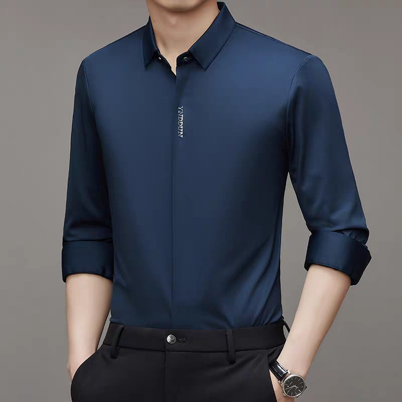 Herren elegante Langarmbluse mit modernem Stehkragen und hochwertigen Materialien Aliams