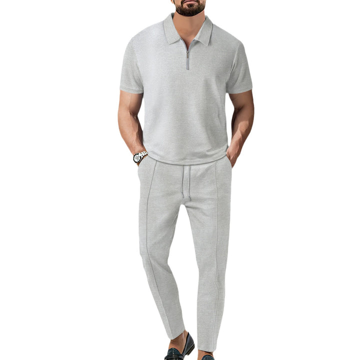 Herren Sportliches Polo- und Jogger-Set mit elegantem Reißverschluss Aliams