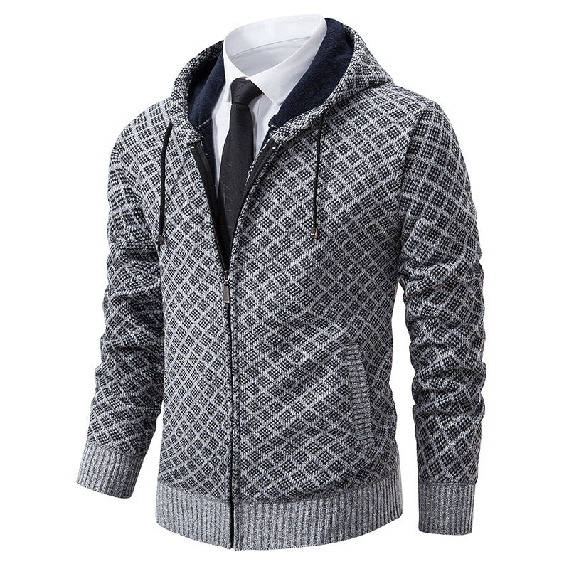 Herren stylische Jacke mit modernem Wabenmuster und Kapuze Aliams