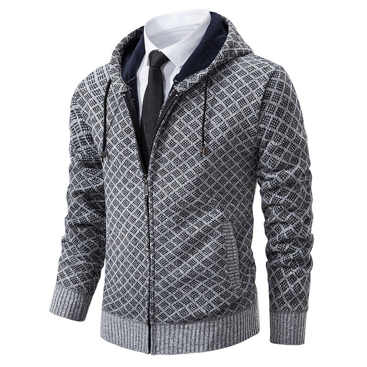 Herren stylische Jacke mit modernem Wabenmuster und Kapuze Aliams