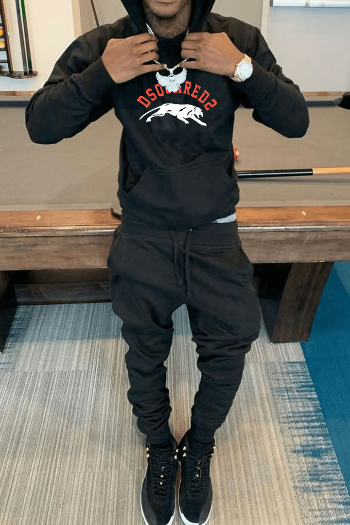 Herren sportliches Hoodie und Jogginghose Set mit funktionalen Taschen Aliams