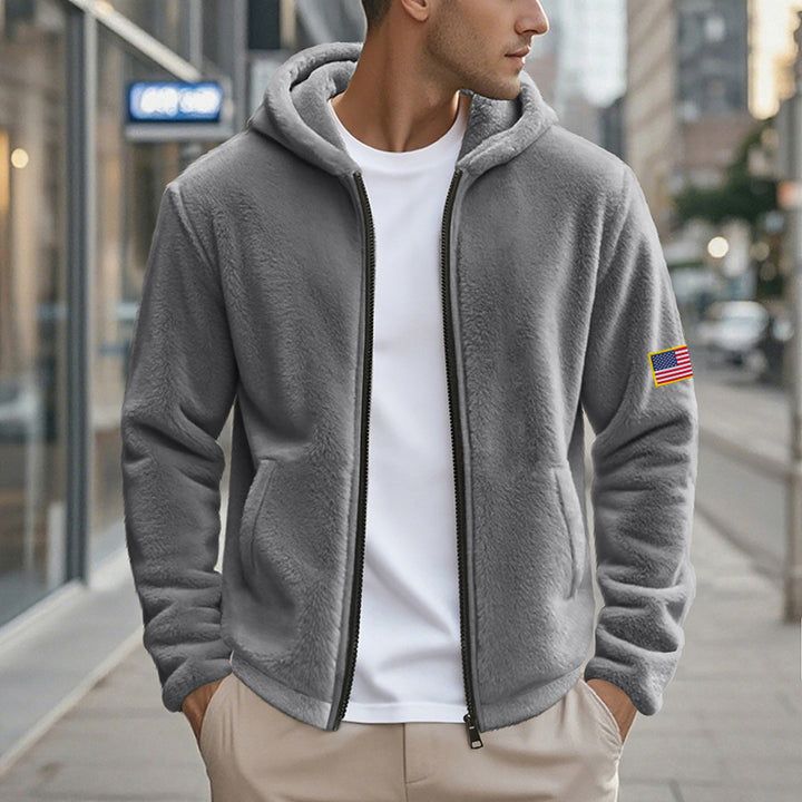 Herren Fleece-Hoodie mit praktischen Taschen und modernem Reißverschluss Aliams