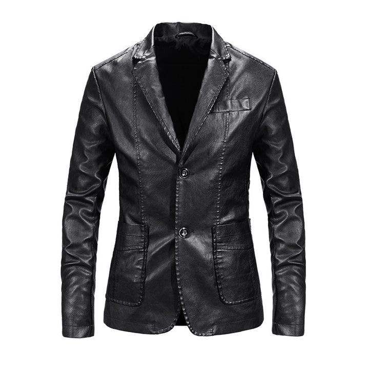 Herren elegante Kunstlederjacke mit modernem Schnitt und praktischen Taschen Aliams