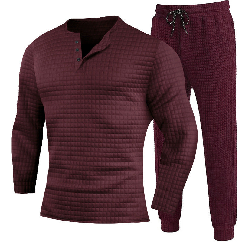 Herren Dreiteiliges Set mit strukturiertem Langarmshirt und Jogginghose Aliams
