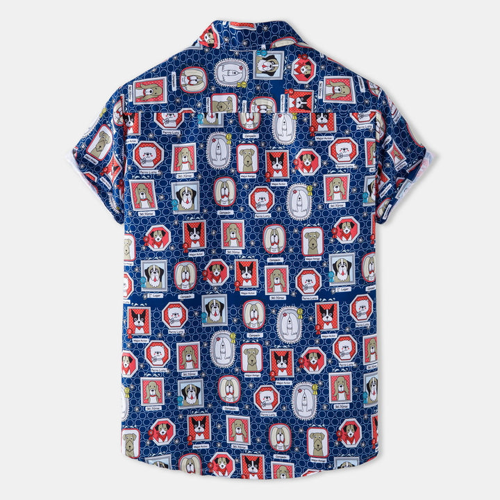 Herren Kurzarmhemd im kreativen Tiermotiv-Stil Aliams