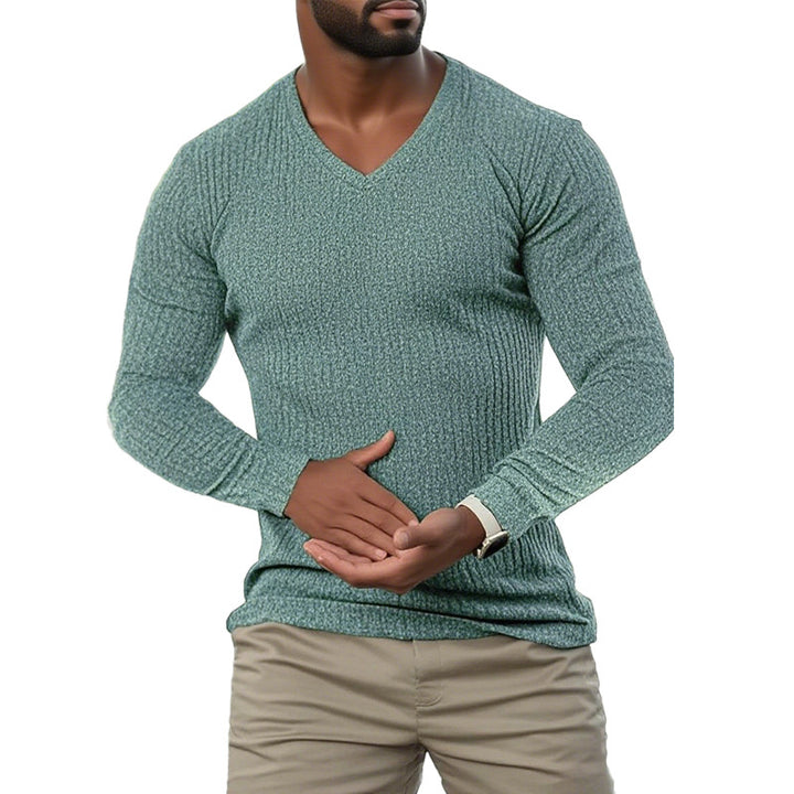 Herren elegantes V-Ausschnitt Pullover aus strukturiertem Strickmaterial Aliams